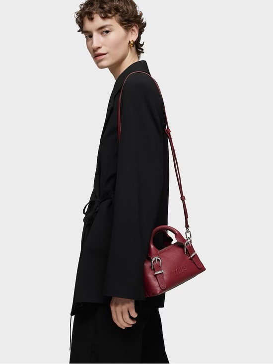 Tous Handbags - TOUS SMALL BURGUNDY-COLORED LEATHER BOWLING BAG